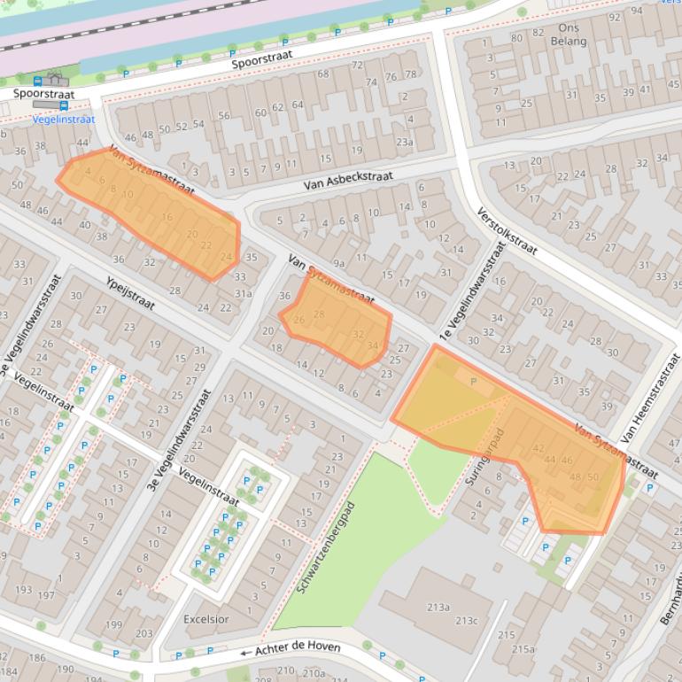 Kaart van postcodegebied 8933DW.