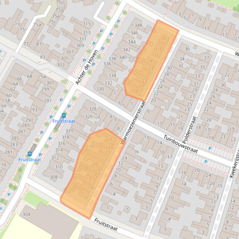 Kaart van postcodegebied 8933ET.