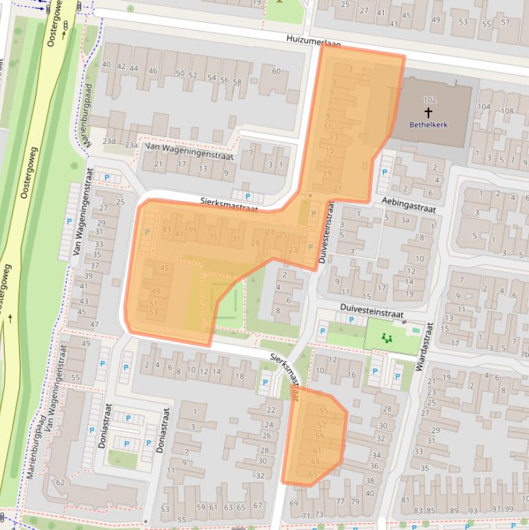 Kaart van postcodegebied 8934AL.