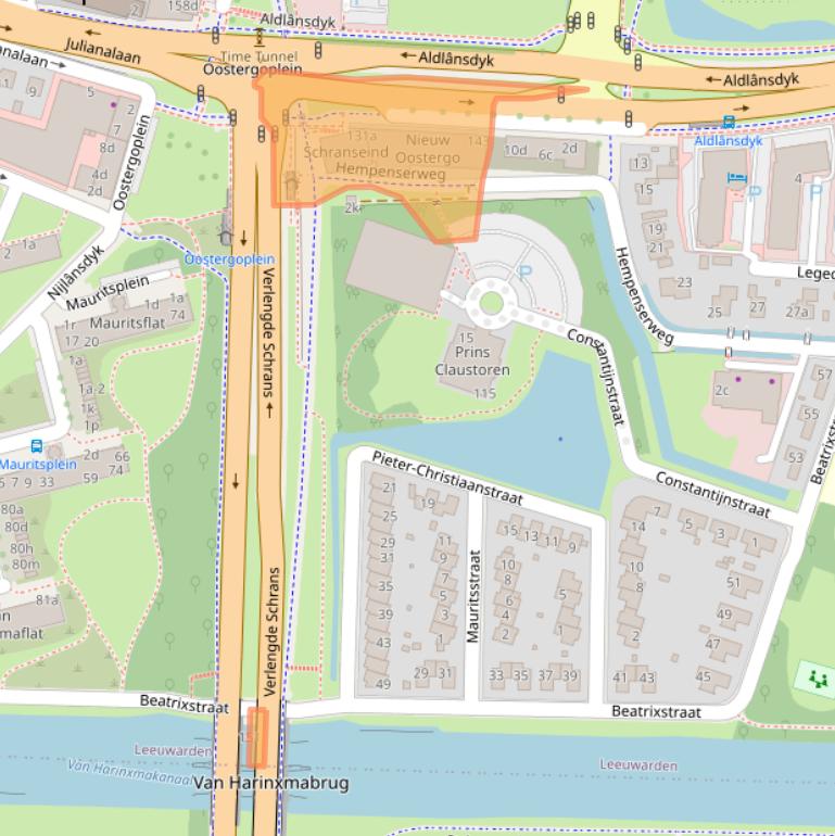 Kaart van postcodegebied 8935BA.