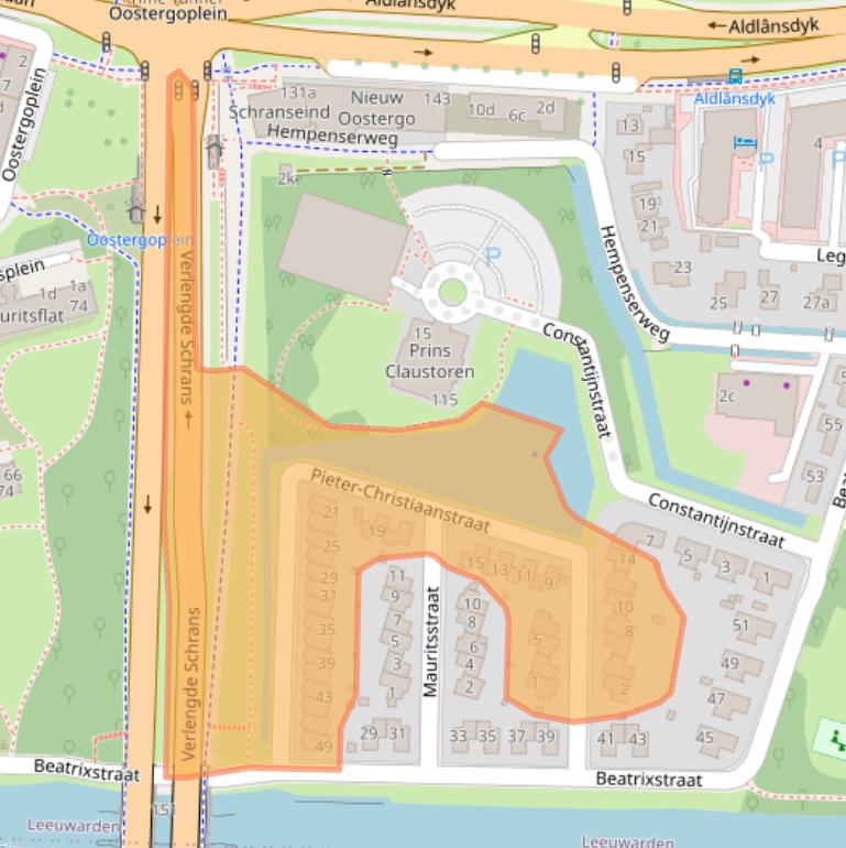 Kaart van postcodegebied 8935DJ.