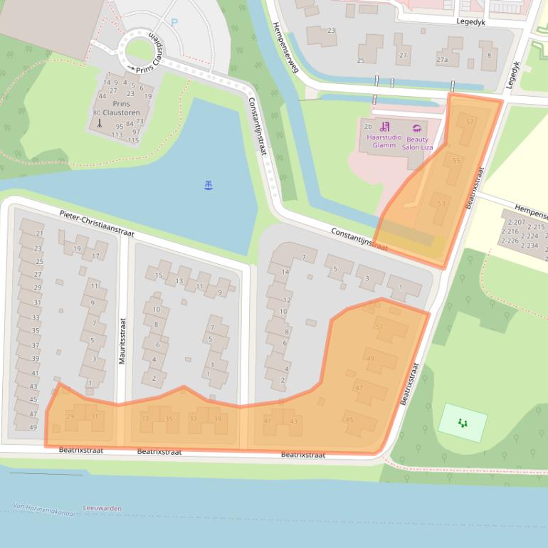 Kaart van postcodegebied 8935DK.