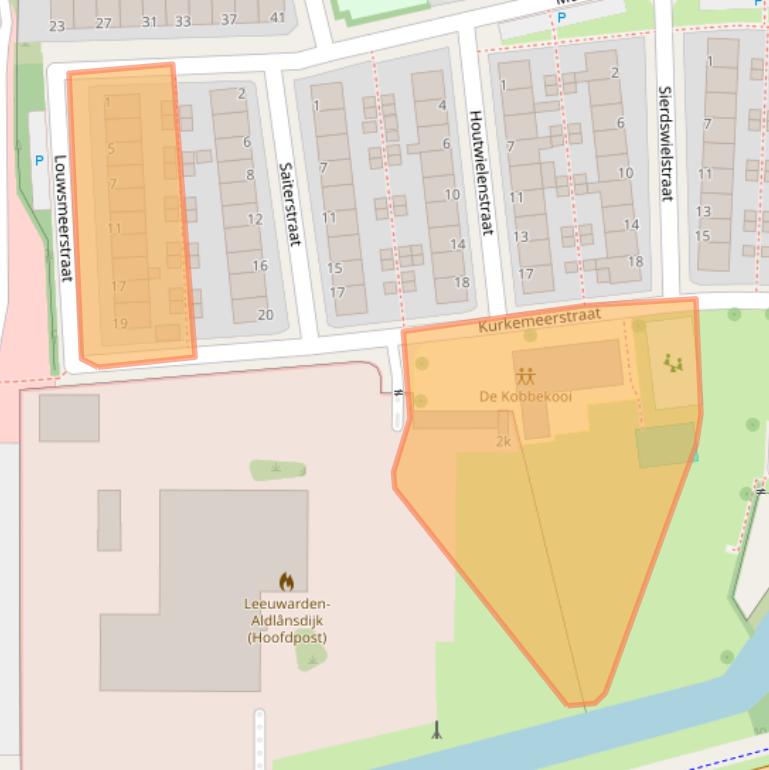 Kaart van postcodegebied 8936AJ.