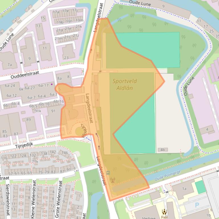 Kaart van postcodegebied 8936AW.