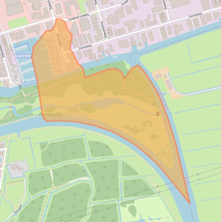 Kaart van postcodegebied 8938BC.
