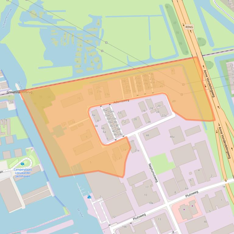 Kaart van postcodegebied 8938BH.