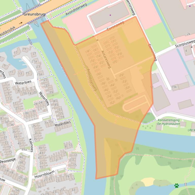 Kaart van postcodegebied 8938CC.