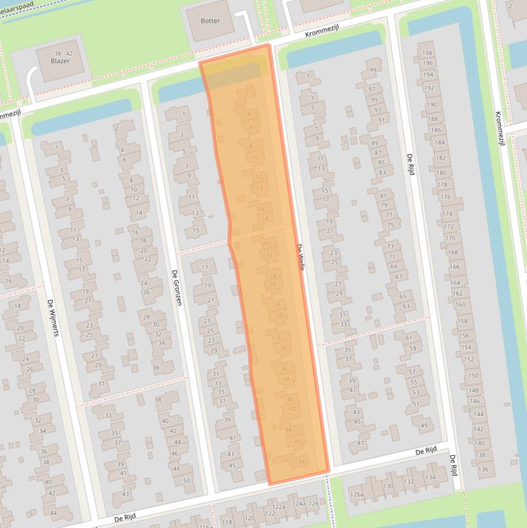 Kaart van postcodegebied 8939AT.