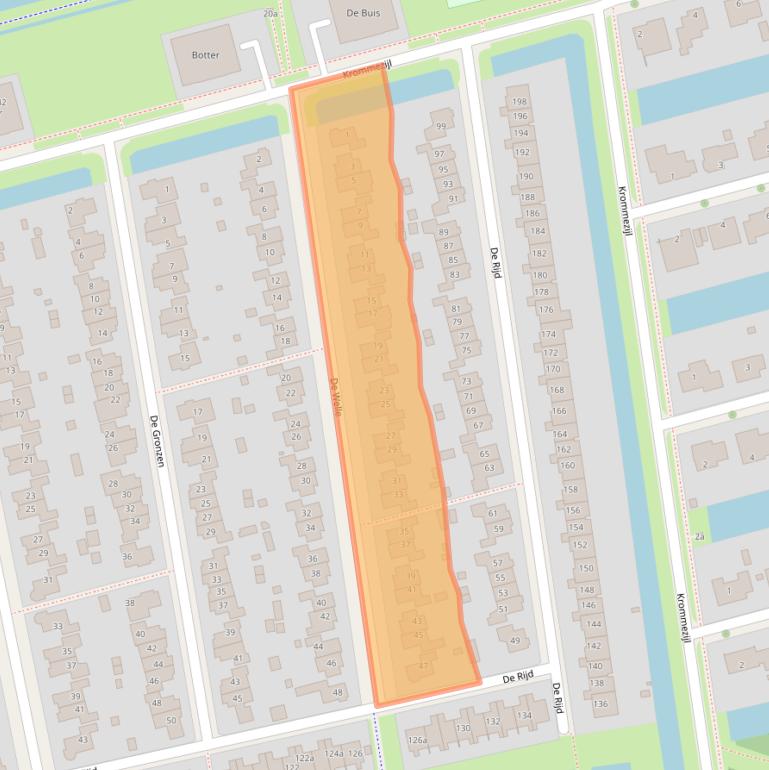 Kaart van postcodegebied 8939AZ.