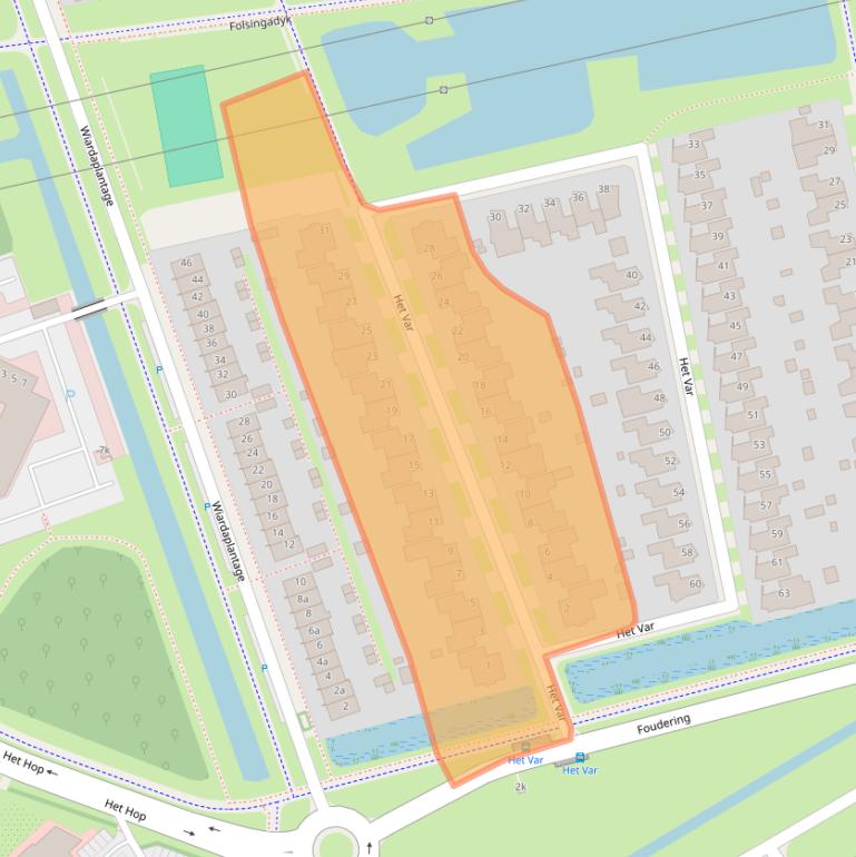 Kaart van postcodegebied 8939BH.
