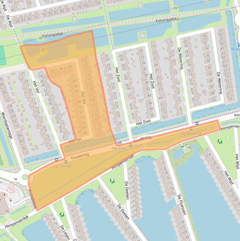 Kaart van postcodegebied 8939BJ.