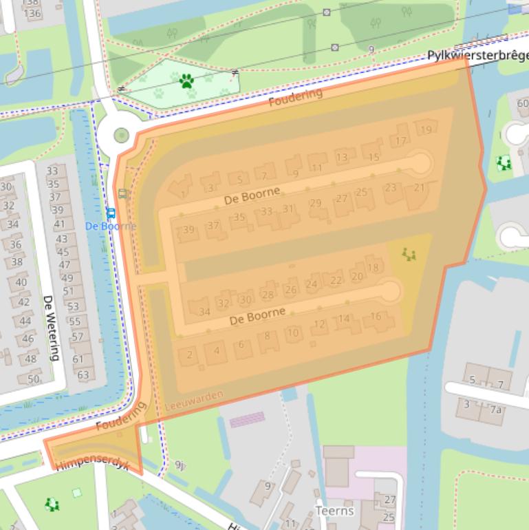 Kaart van postcodegebied 8939BS.