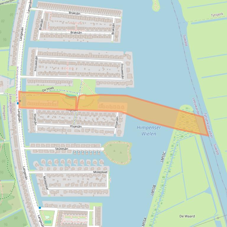 Kaart van postcodegebied 8939DE.