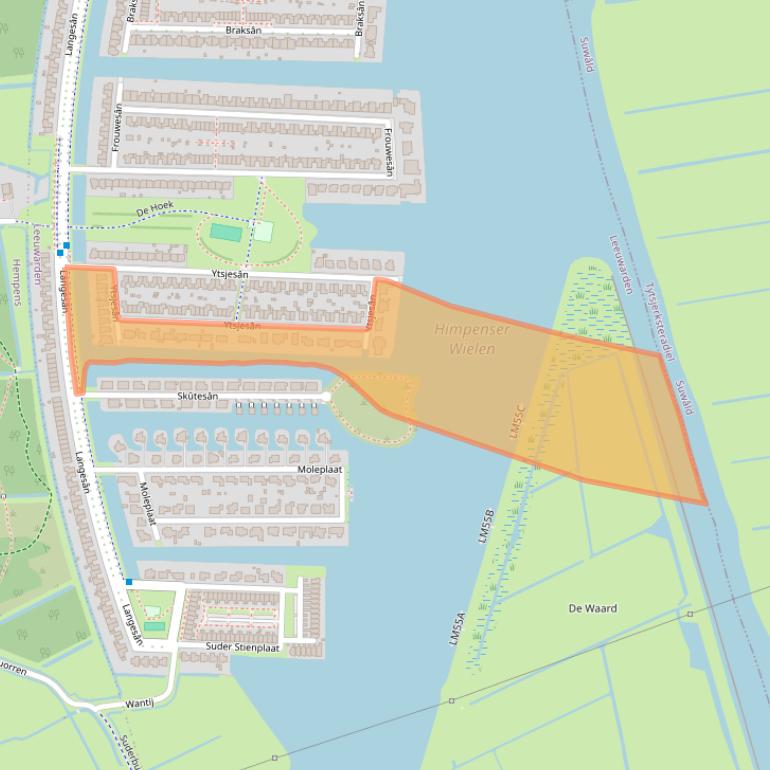 Kaart van postcodegebied 8939DN.