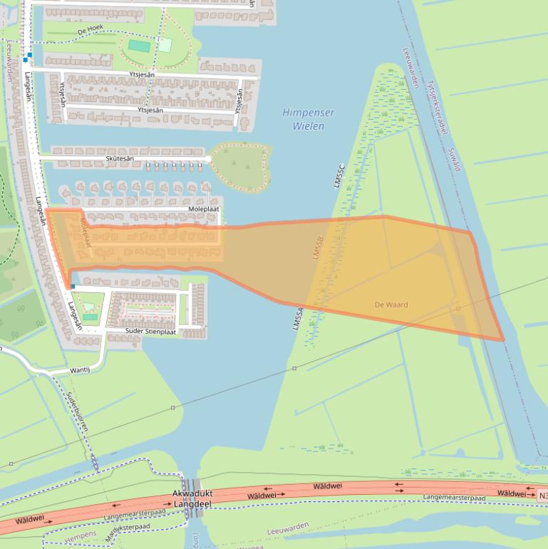 Kaart van postcodegebied 8939DS.