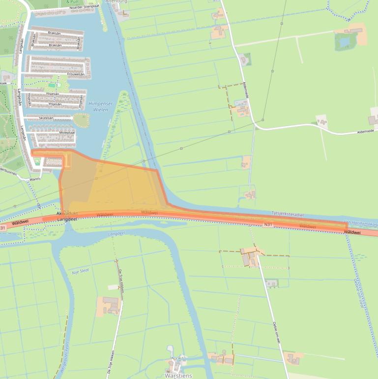 Kaart van postcodegebied 8939DT.
