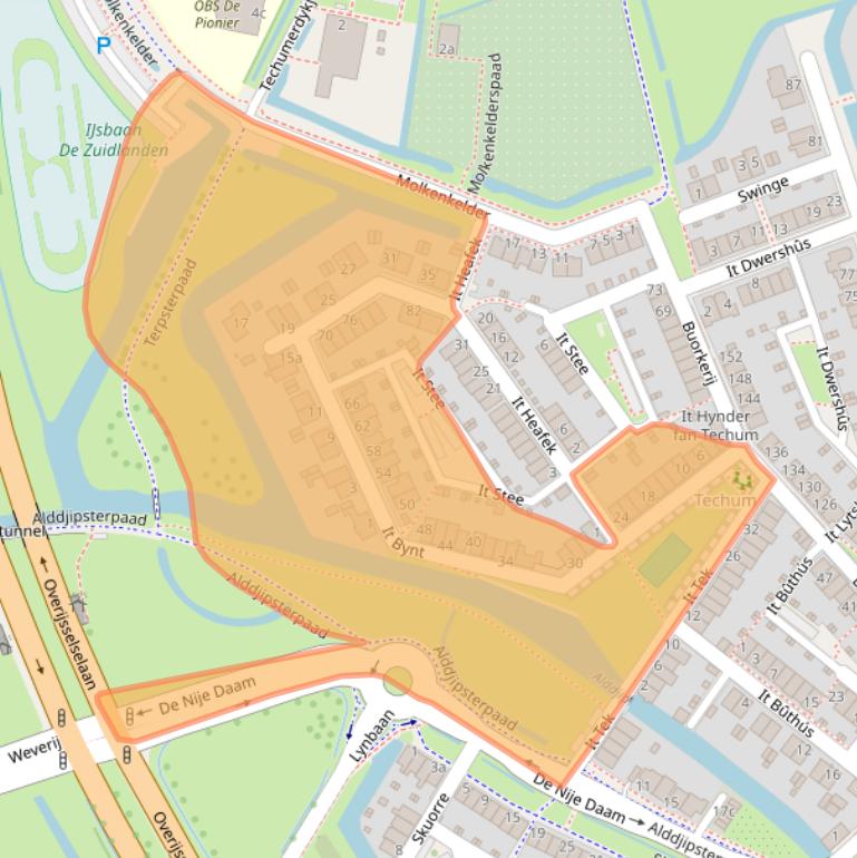 Kaart van postcodegebied 8941AA.