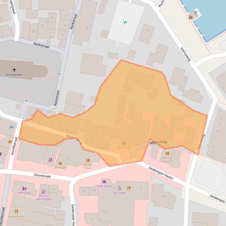 Kaart van postcodegebied 9001AJ.