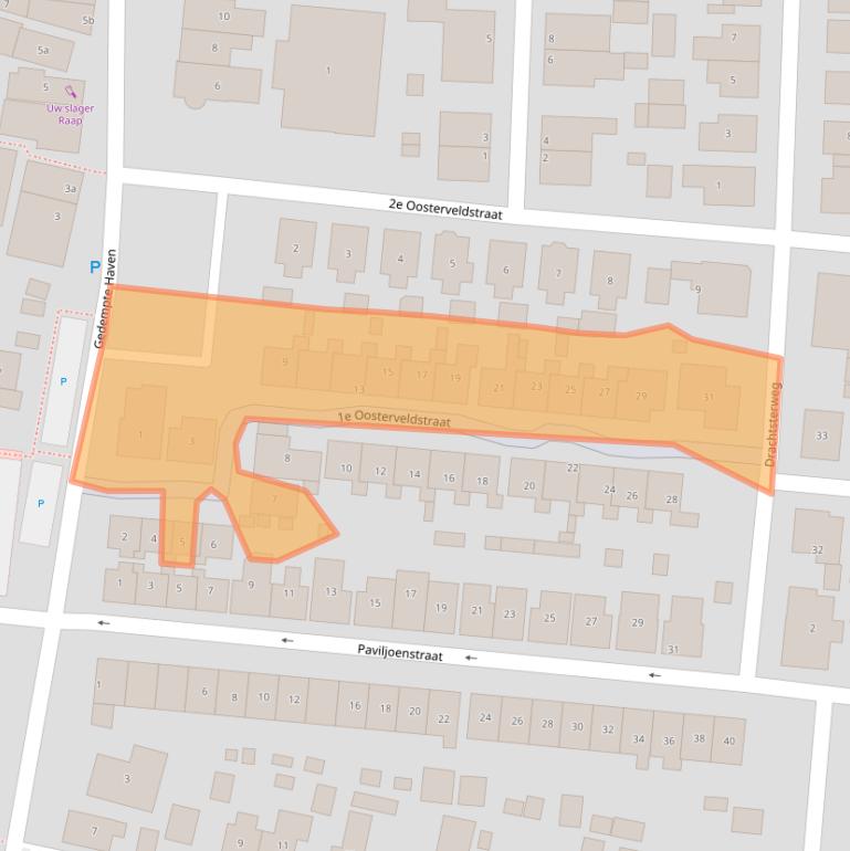 Kaart van postcodegebied 9001BJ.