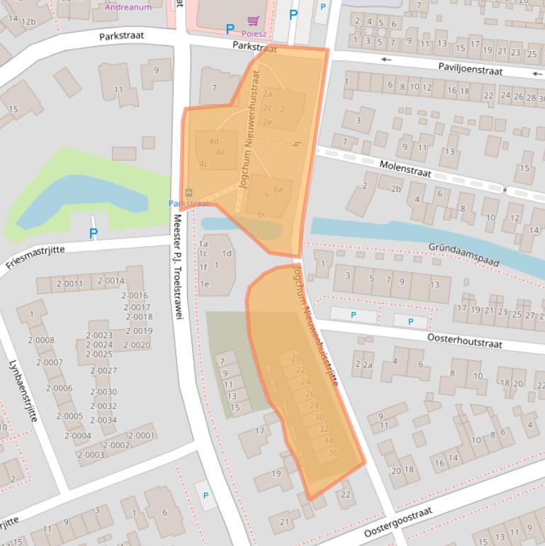 Kaart van postcodegebied 9001BW.