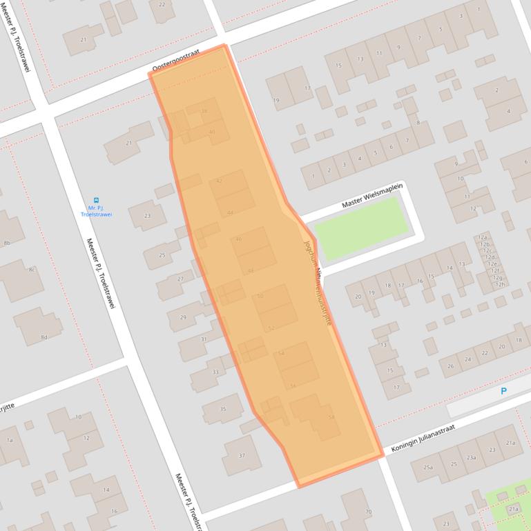 Kaart van postcodegebied 9001BX.