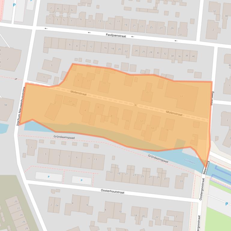 Kaart van postcodegebied 9001CA.