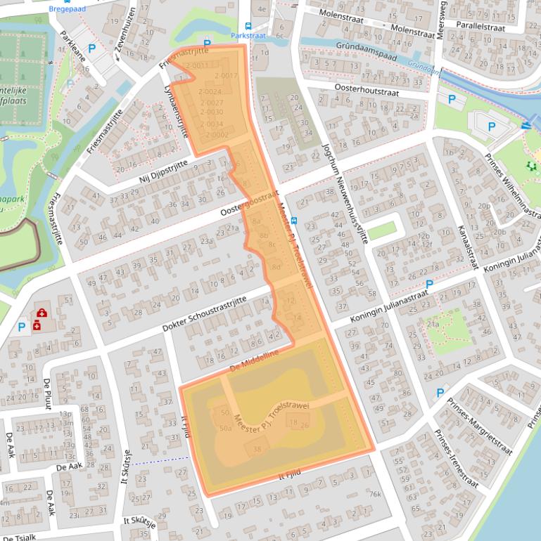 Kaart van postcodegebied 9001CV.