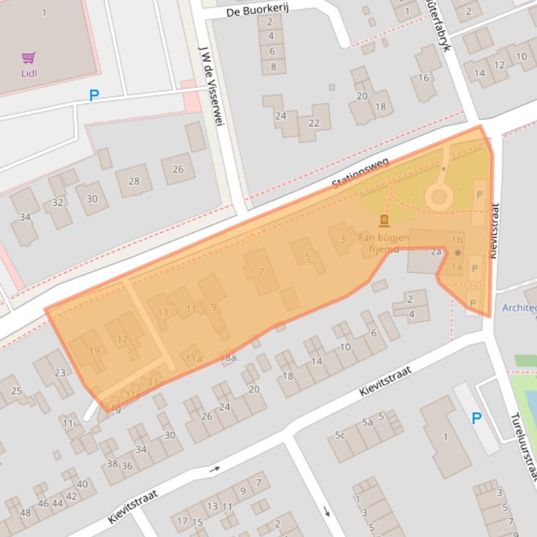 Kaart van postcodegebied 9001ED.