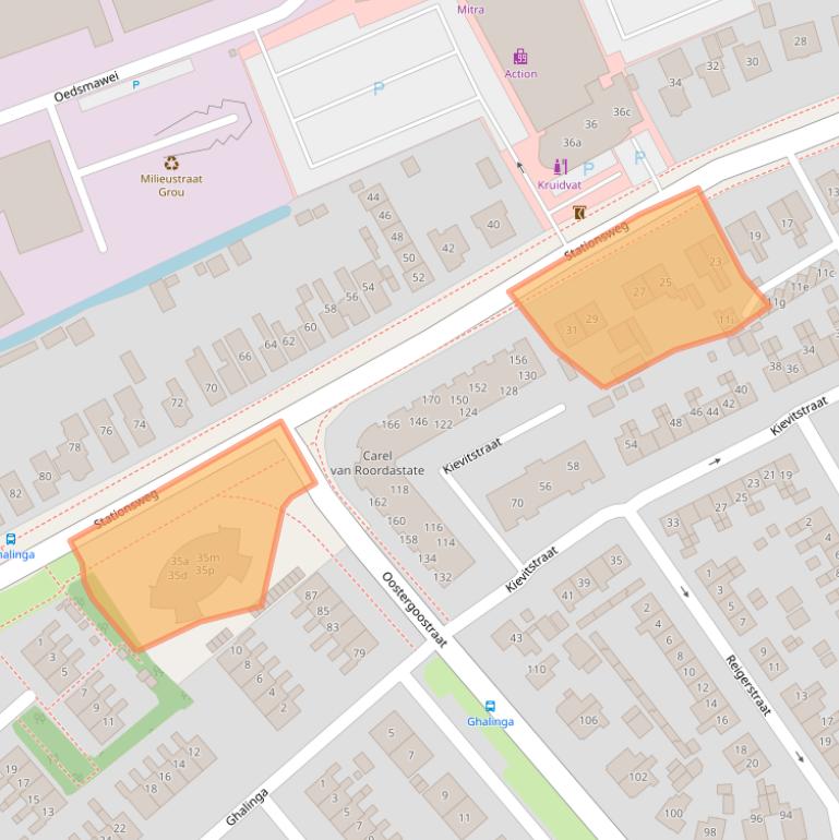 Kaart van postcodegebied 9001EE.