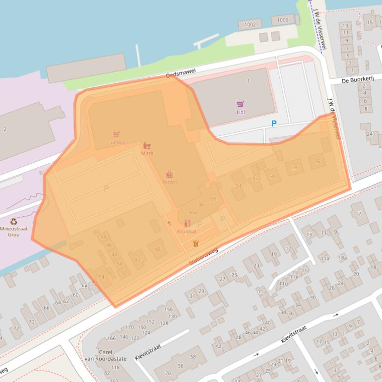 Kaart van postcodegebied 9001EH.