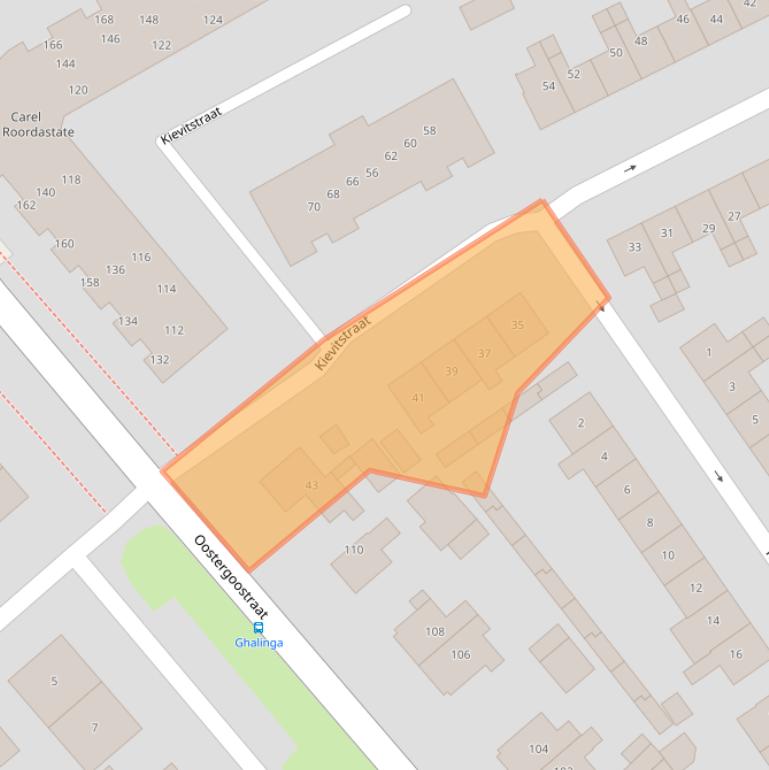 Kaart van postcodegebied 9001EM.