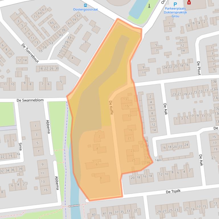 Kaart van postcodegebied 9001GW.