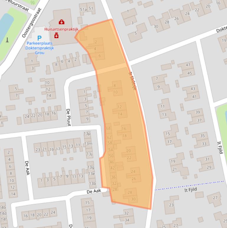 Kaart van postcodegebied 9001HJ.