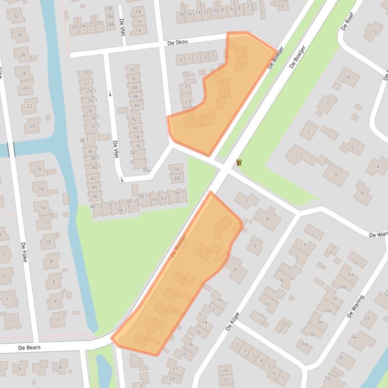 Kaart van postcodegebied 9001JJ.