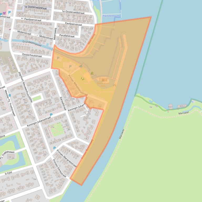 Kaart van postcodegebied 9001KE.