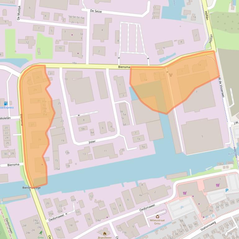 Kaart van postcodegebied 9001XZ.