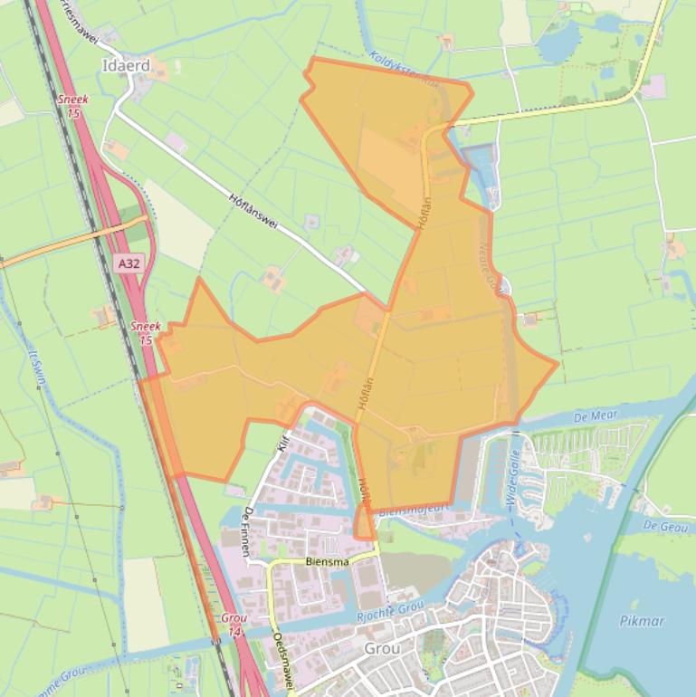 Kaart van postcodegebied 9001ZG.