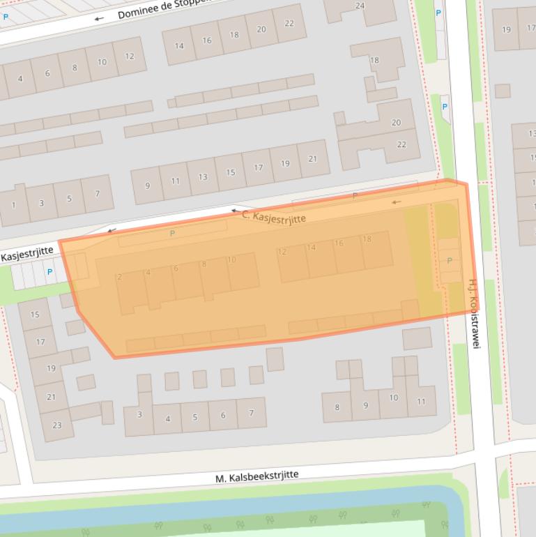 Kaart van postcodegebied 9005RC.