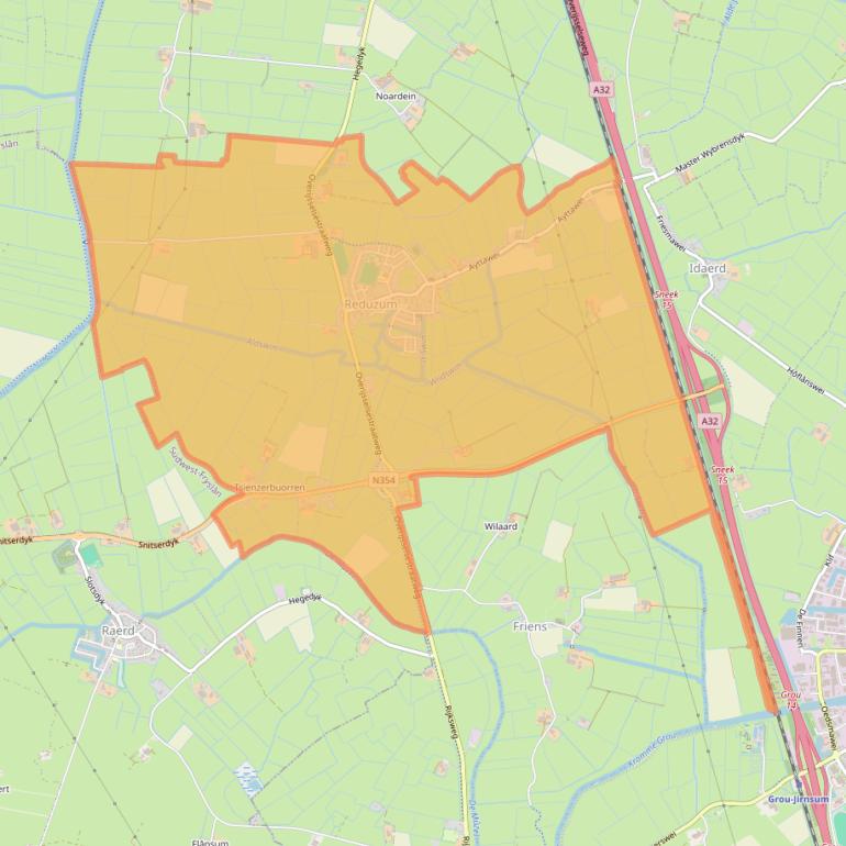 Kaartafbeelding, ingezoomd op postcodegebied 9008.