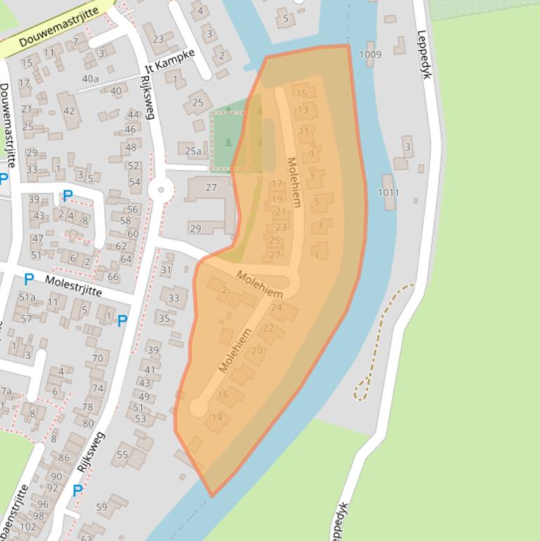 Kaart van postcodegebied 9011TC.