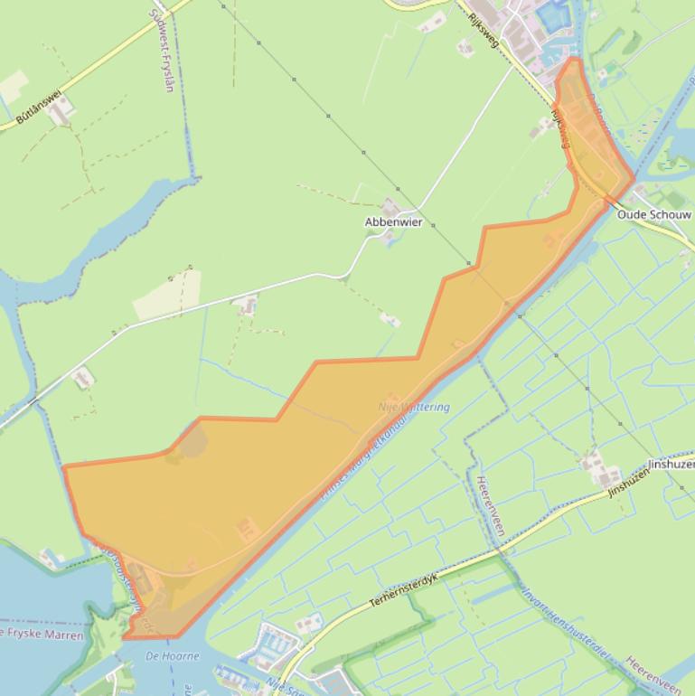 Kaart van postcodegebied 9011WJ.