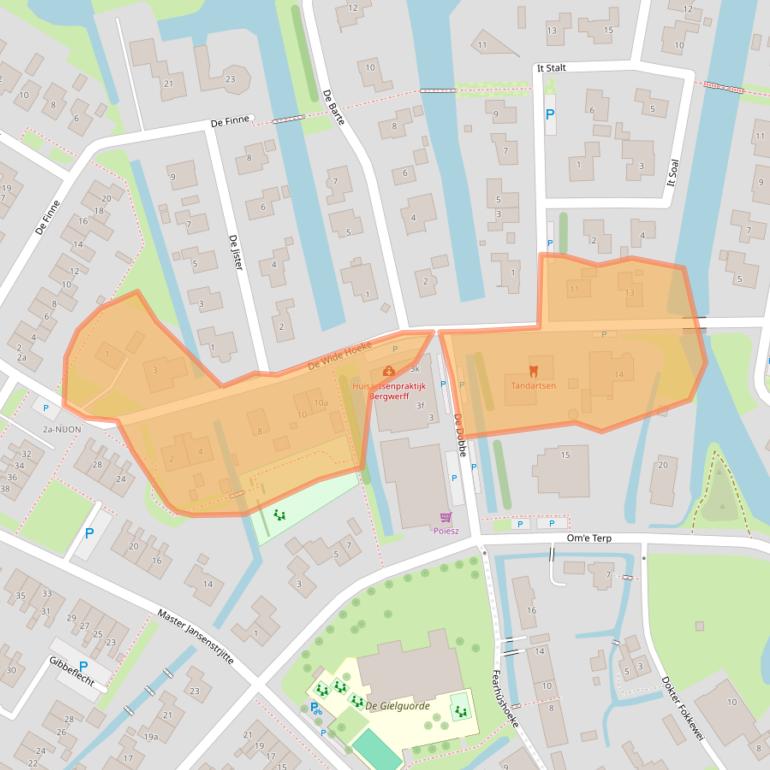 Kaart van postcodegebied 9022AX.