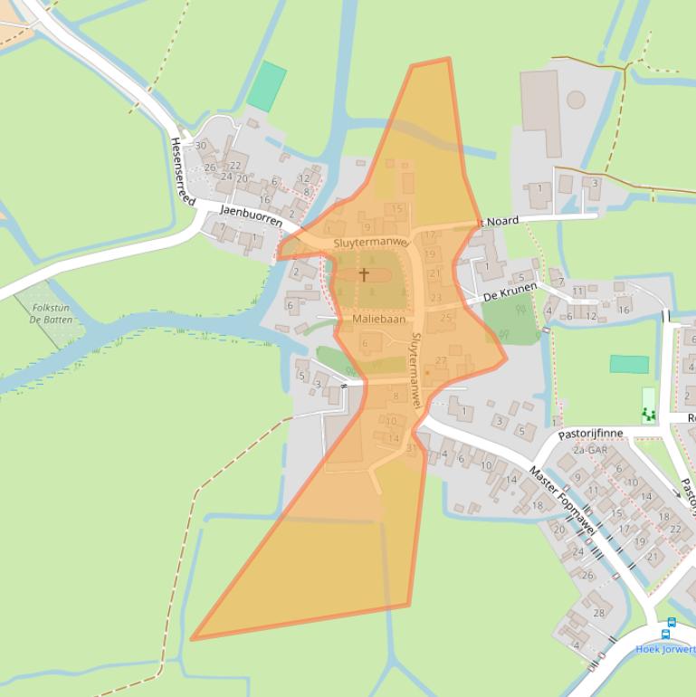 Kaart van postcodegebied 9023AB.