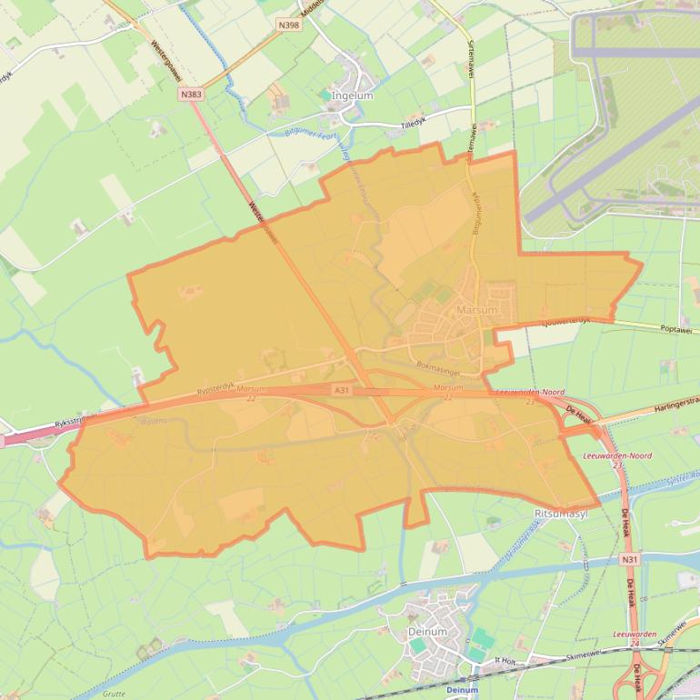 Kaart van postcodegebied 9034.