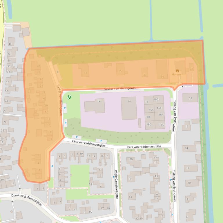 Kaart van postcodegebied 9034GC.