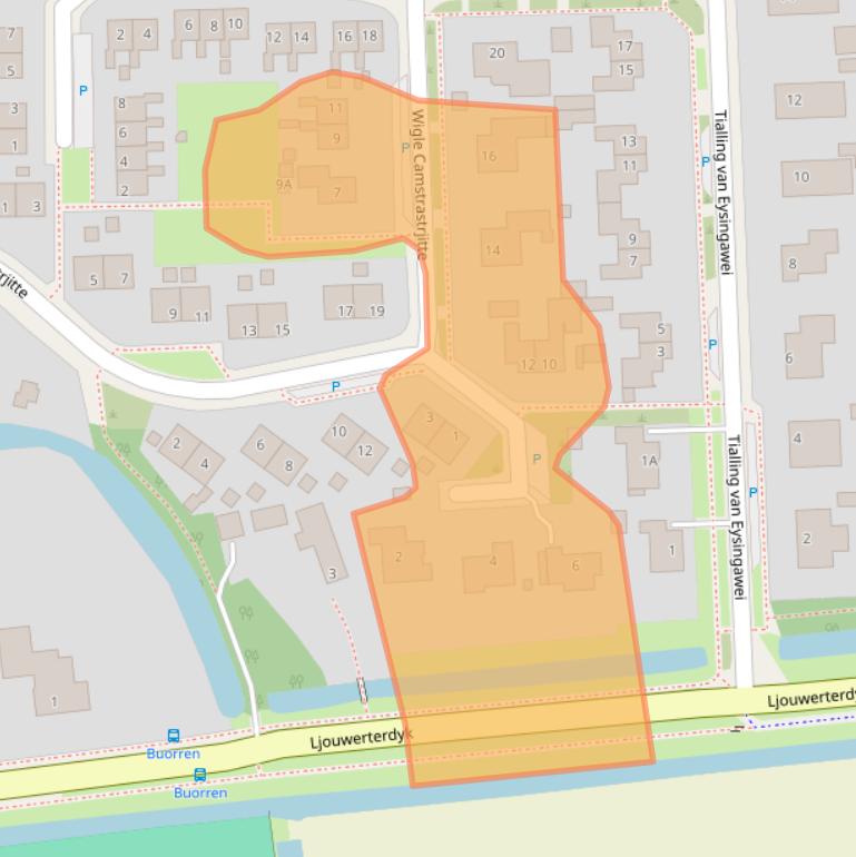 Kaart van postcodegebied 9034GE.