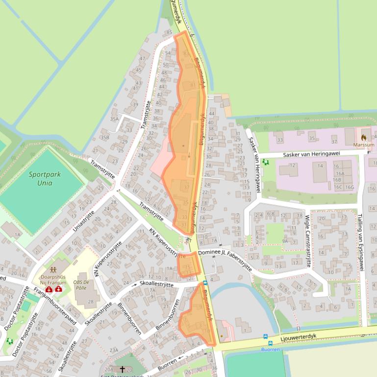 Kaart van postcodegebied 9034GH.