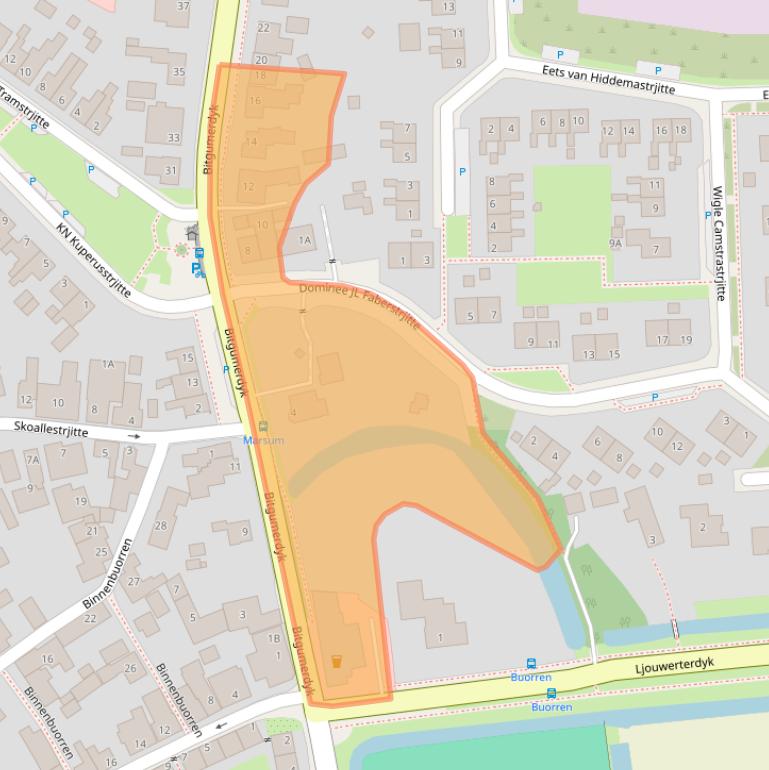 Kaart van postcodegebied 9034GJ.