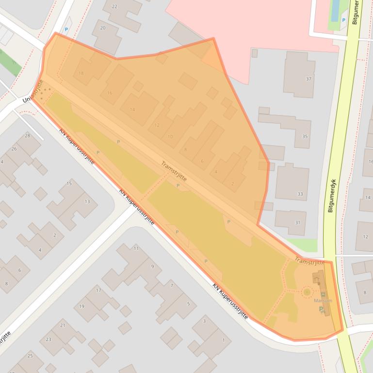 Kaart van postcodegebied 9034GT.