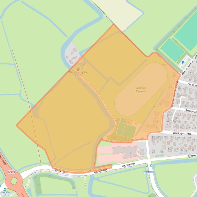 Kaart van postcodegebied 9034HB.